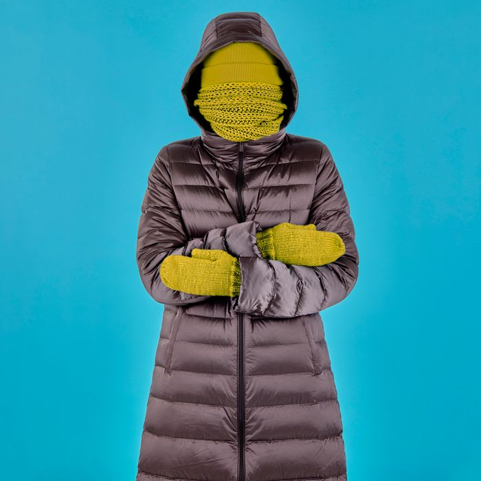 Woman wearing a puffy winter parka