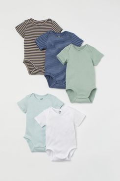 H&M Short-sleeved Bodysuits 5 pack