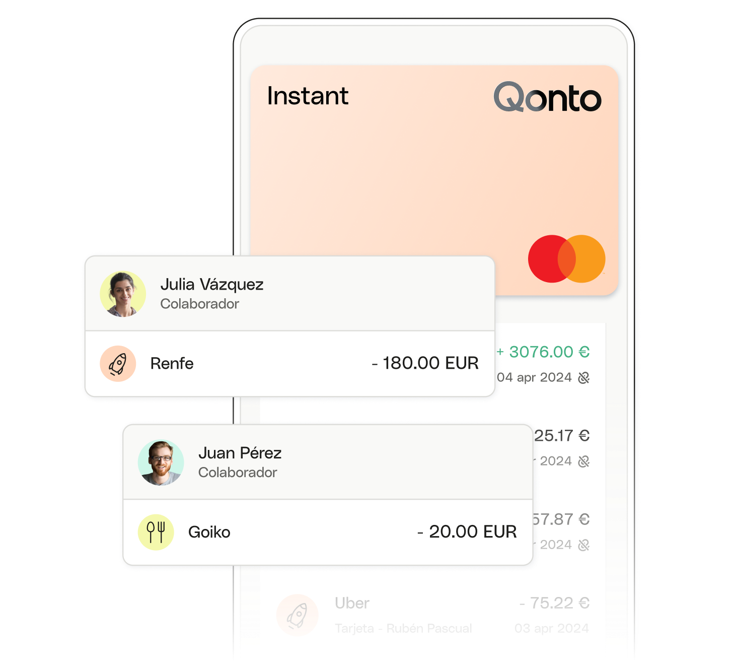 Tema blanco Resalte los gastos de InstantCard