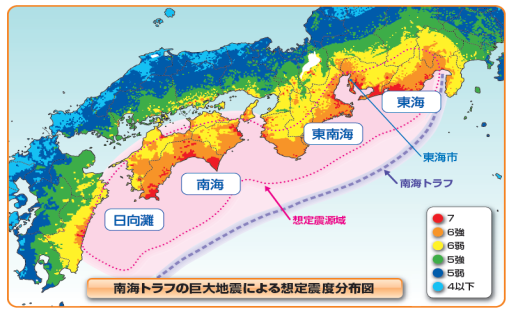 南海トラフ地震の想定震源域