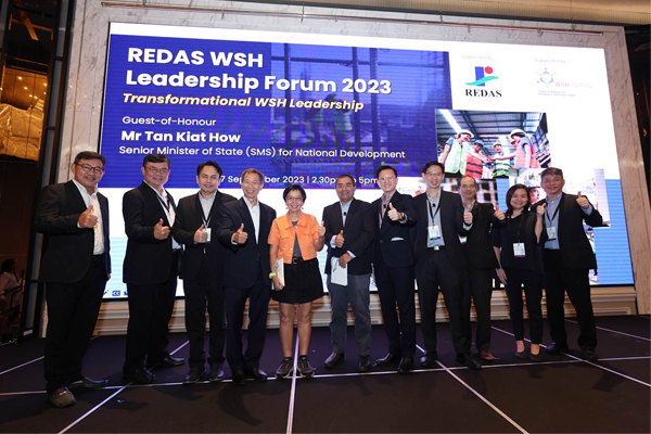 Close to 100 participants attended the REDAS WSH Leadership Forum 2023  held on 27 Sept at the Orchard Hotel, We are honoured to have Mr Tan Kiat How, Senior Minister of State for National Development was our Guest-Of-Honour (GOH) for this event. Supported by the Workplace Safety and Health Council (WSH Council) and set to the theme "Transformational WSH Leadership”,  this year’s forum affirmed developers’ concerted effort to instil and inspire commitment to safety (WSH) as a core value at organisation’s level (from top management to workers) as well as motivate industry partners to prioritise WSH and develop collective ownership to achieve the nation’s shared WSH 2028 Vision - strengthen WSH ownership, promote technology enabled WSH and enhance focus on workplace health.