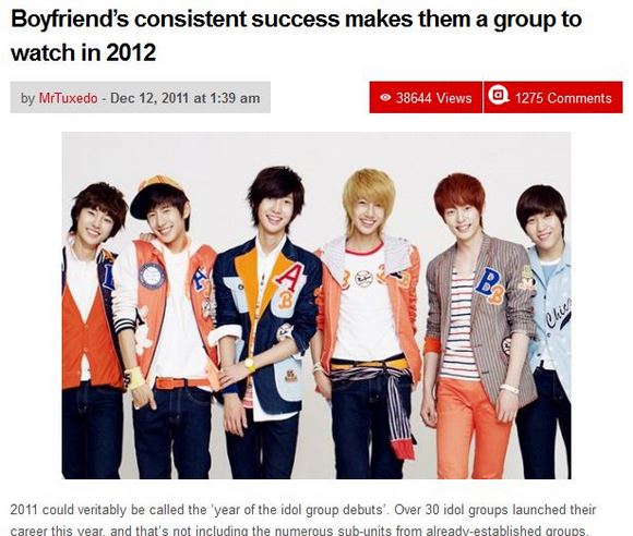 英語圏K-POPサイトが2012年期待の韓国アイドルグループとして「BOYFRIEND」を紹介！　