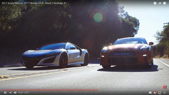 【動画】スポーツカー頂上決戦！「ホンダ 新型NSX」と「日産 GT-R」はどちらが速いのか!?