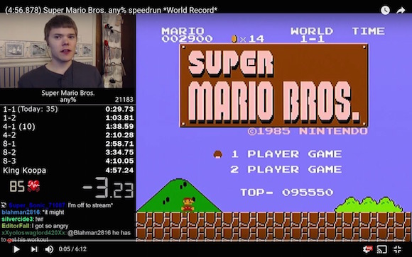 【神業動画】絶対に不可能と言われたスーパーマリオブラザーズの世界最速記録が更新される