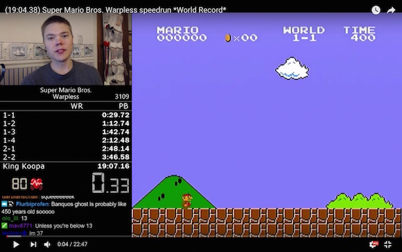 【神業動画】これ以上短縮できないと言われていた『スーパーマリオブラザーズ』の世界最速クリア記録が大幅に更新される