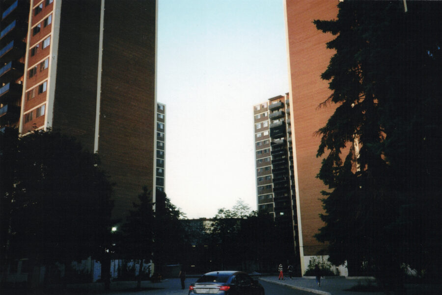 View in between buildings in Toronto, Canada.