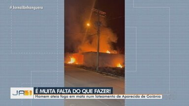 Homem ateia fogo em mato num loteamento de Aparecida de Goiânia - Os bombeiros negaram que tenham sido chamados para combater o fogo no loteamento.
