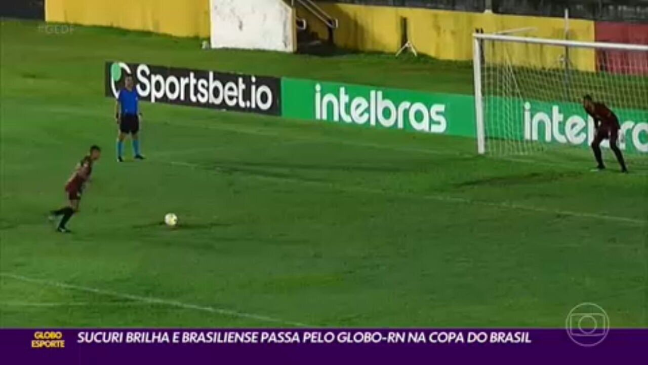 Sucuri brilha e Brasiliense passa pelo Globo-RN na Copa do Brasil