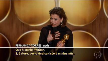 Fernanda Torres vence Globo de Ouro e dedica prêmio à mãe