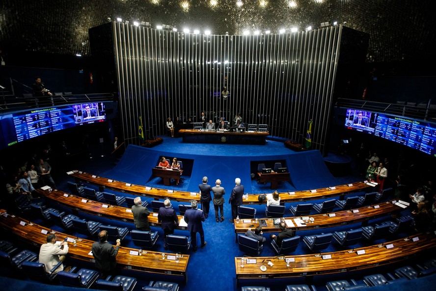 Plenário do Senado Federal presidido por Rodrigo Pacheco
