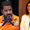 O presidente da FUP, Deyvid Bacelar, e a CEO da Petrobras, Magda Chambriard - Fotos de Bruno Spada/Câmara dos Deputados e Leo Pinheiro/Valor
