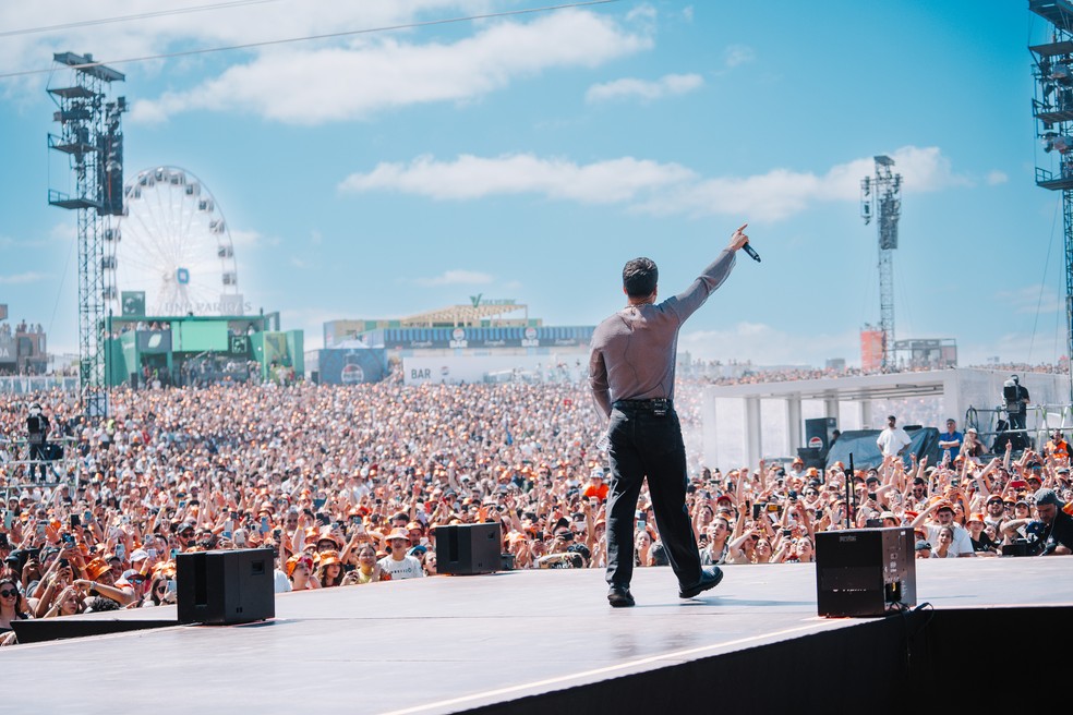 O cantor português Fernando Daniel em show no Rock in Rio Lisboa, em junho de 2024 — Foto: Marcelle Tauchen/Divulgação