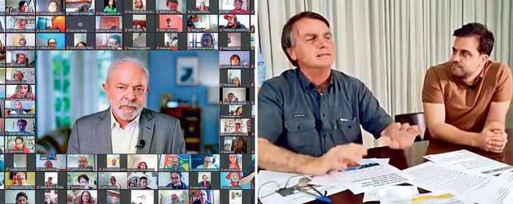 Lula conversa com comunicadores em encontro via zoom, e Bolsonaro com o coach Pablo Marçal