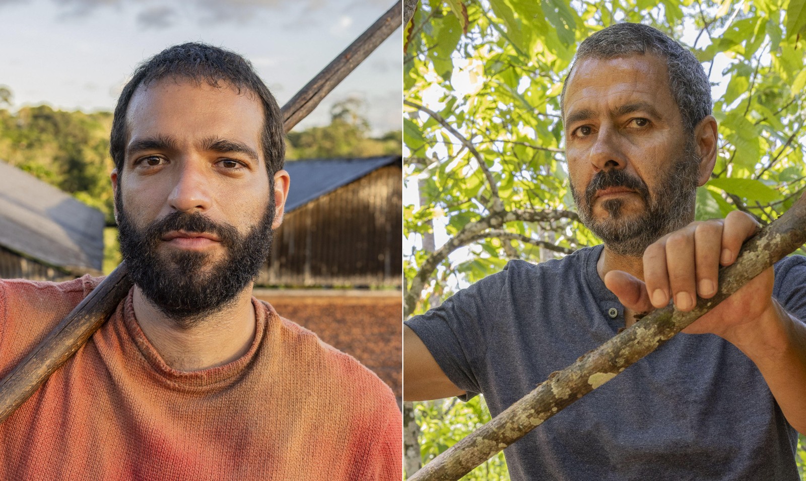 Humberto Carrão e Marcos Palmeira vivem José Inocêncio em 'Renascer' — Foto: Arte