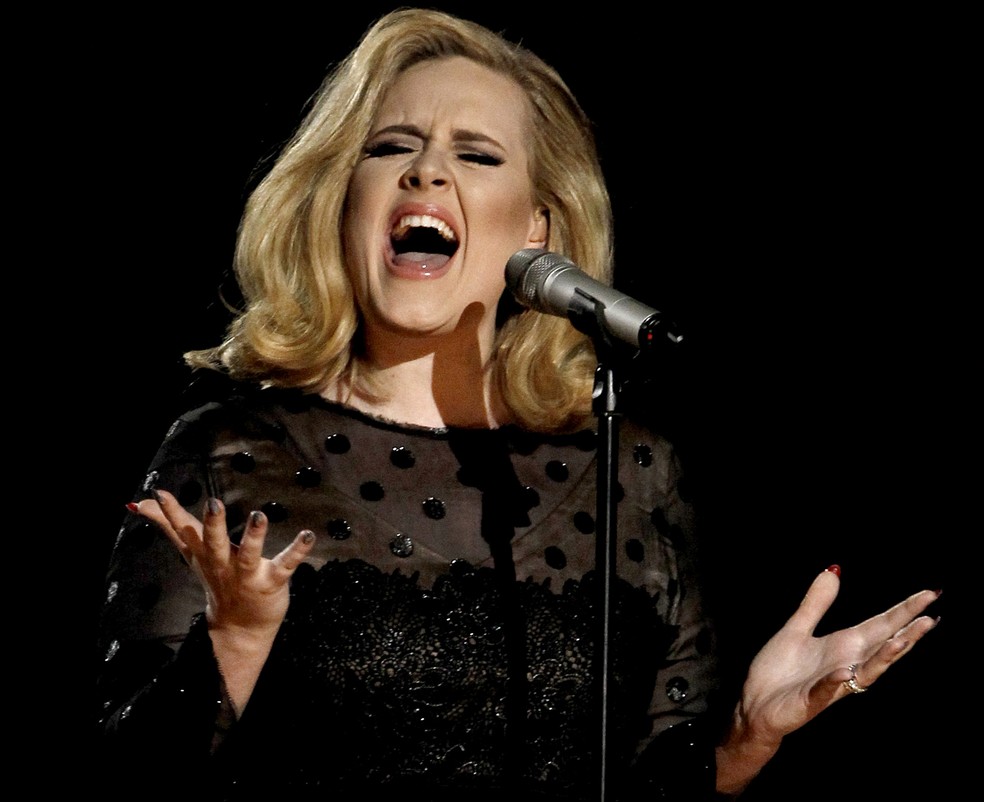 A cantora Adele, em show — Foto: Matt Sayles/AP