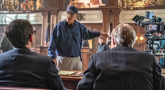 Aaron Sorkin on the set of The Trial of the Chicago 7