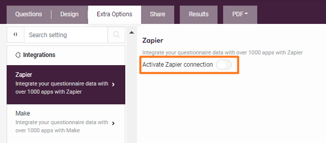 Zapier integration- turn on integration