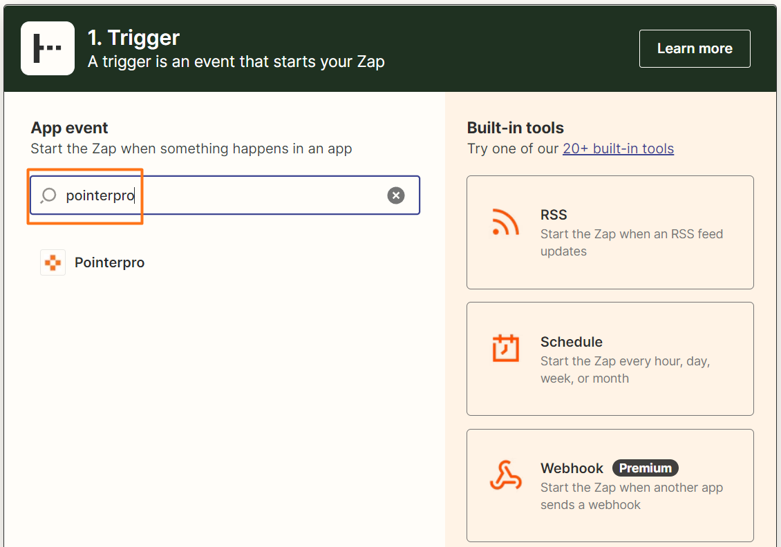 Zapier integration- find pointerpro