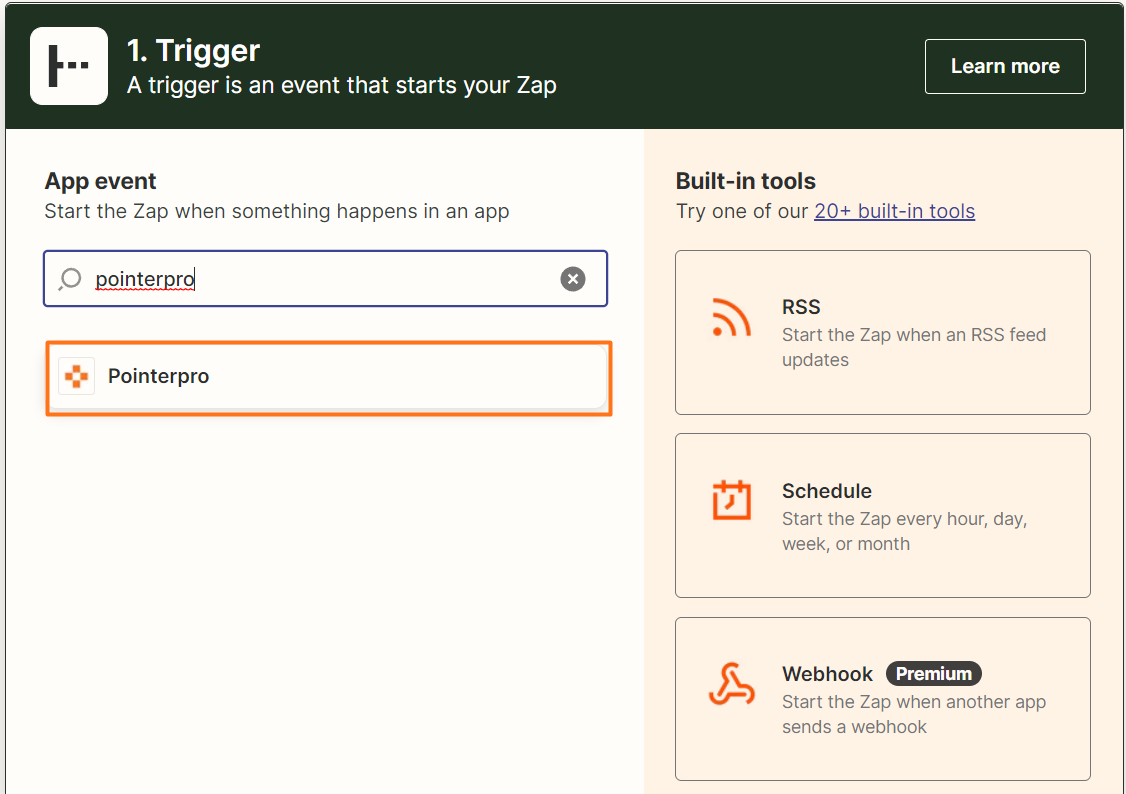 Zapier integration- select pointerpro