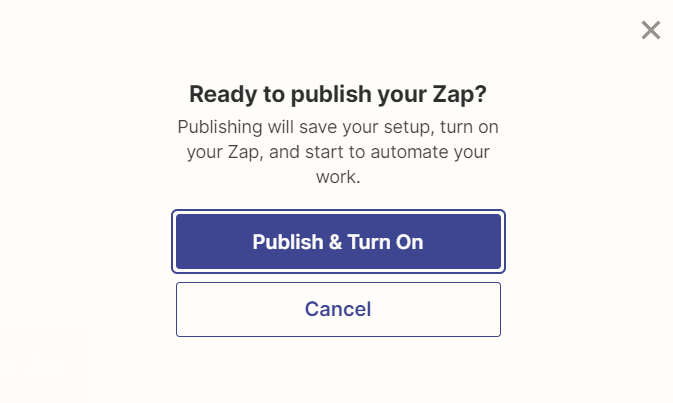 Zapier integration- publish zap