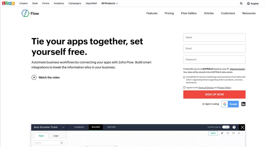 Zoho flow app like Zapier