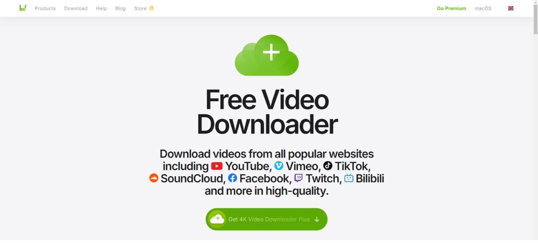 A website interface of 4K Video Downloader