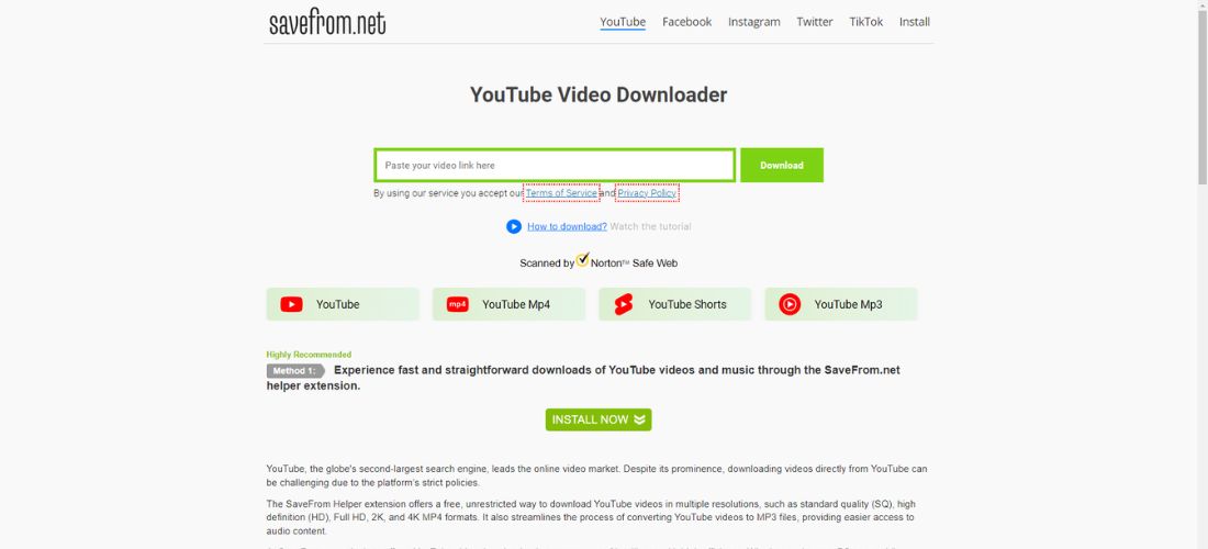 SaveFrom for downloading videos online