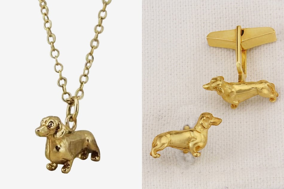 Dachshund pendant necklace and cufflinks