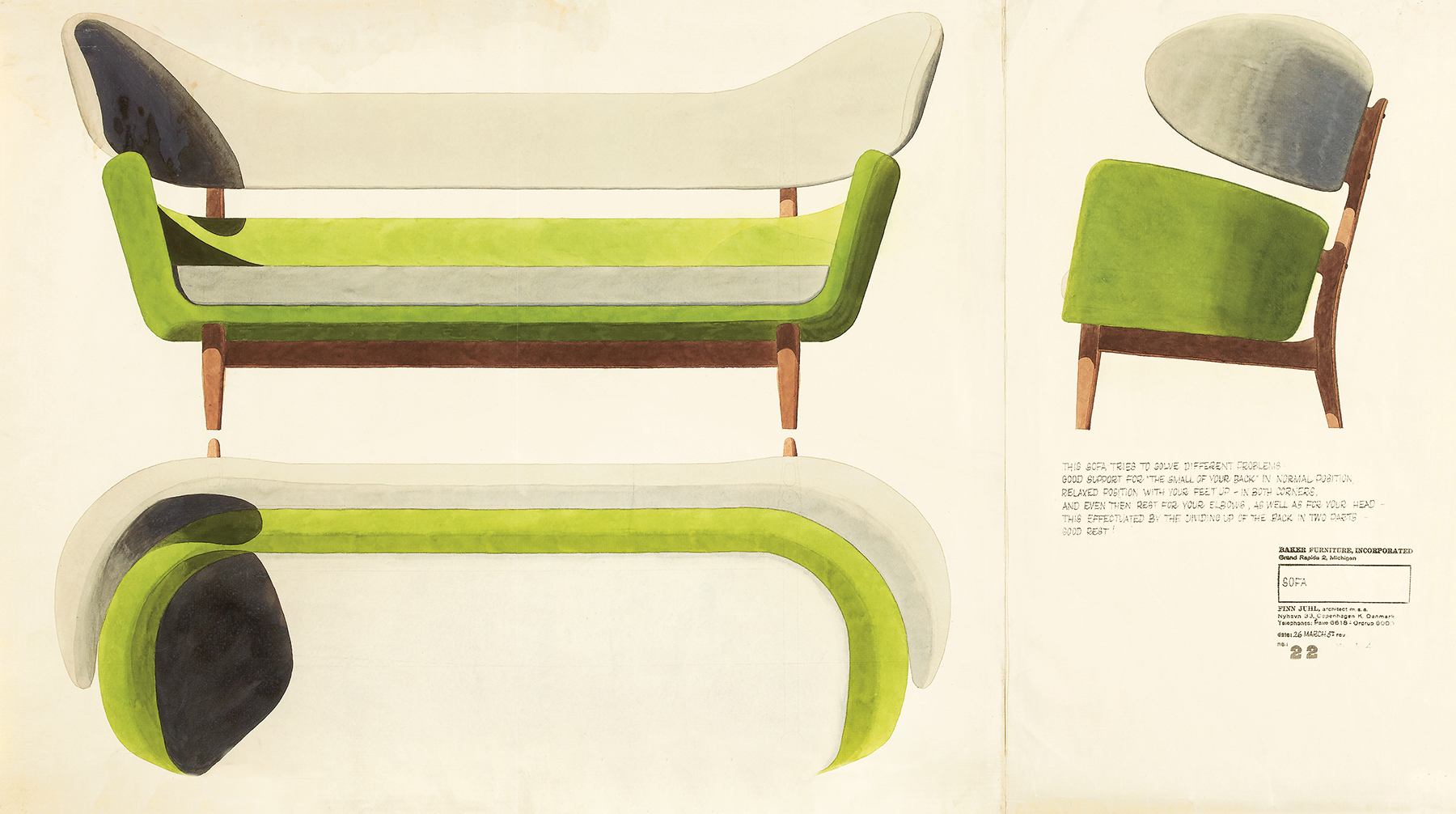 Juhl's designs for a 1957 sofa