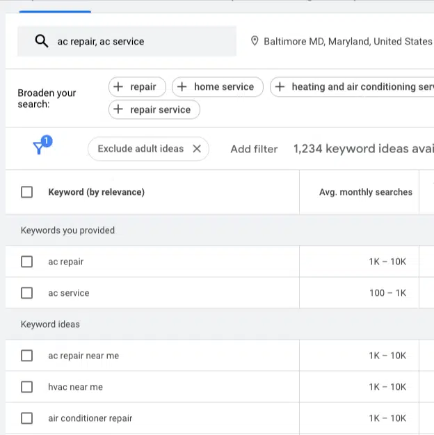 Keyword ideas – Google