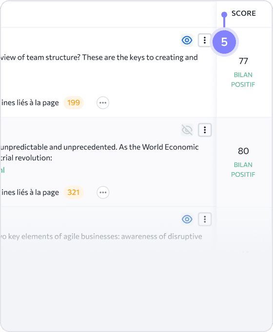 Découvrez le score de qualité sur la page de chaque lecteur SERP