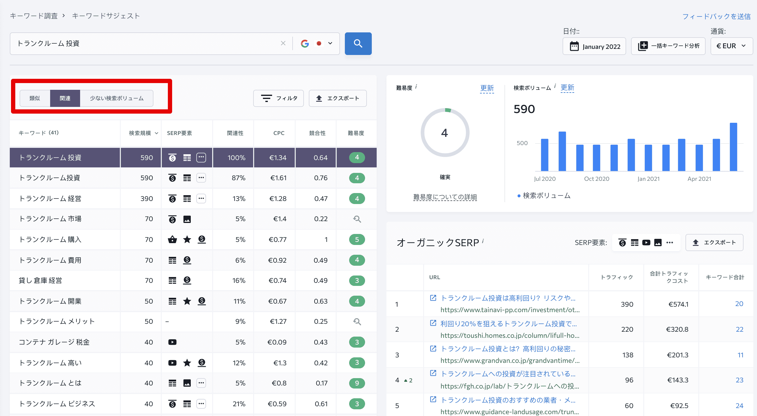 キーワード調査
キーワードサジェスト