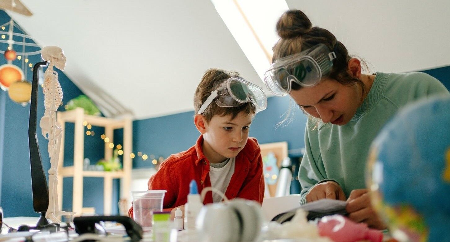 mother and child working together on an experiment