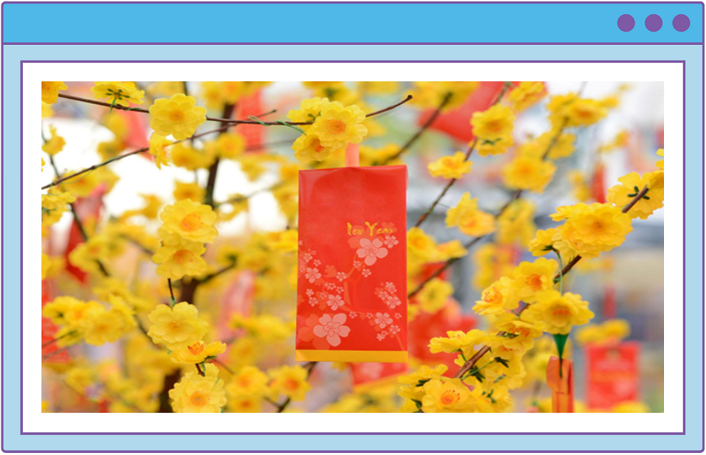 Spring flowers and red envelopes