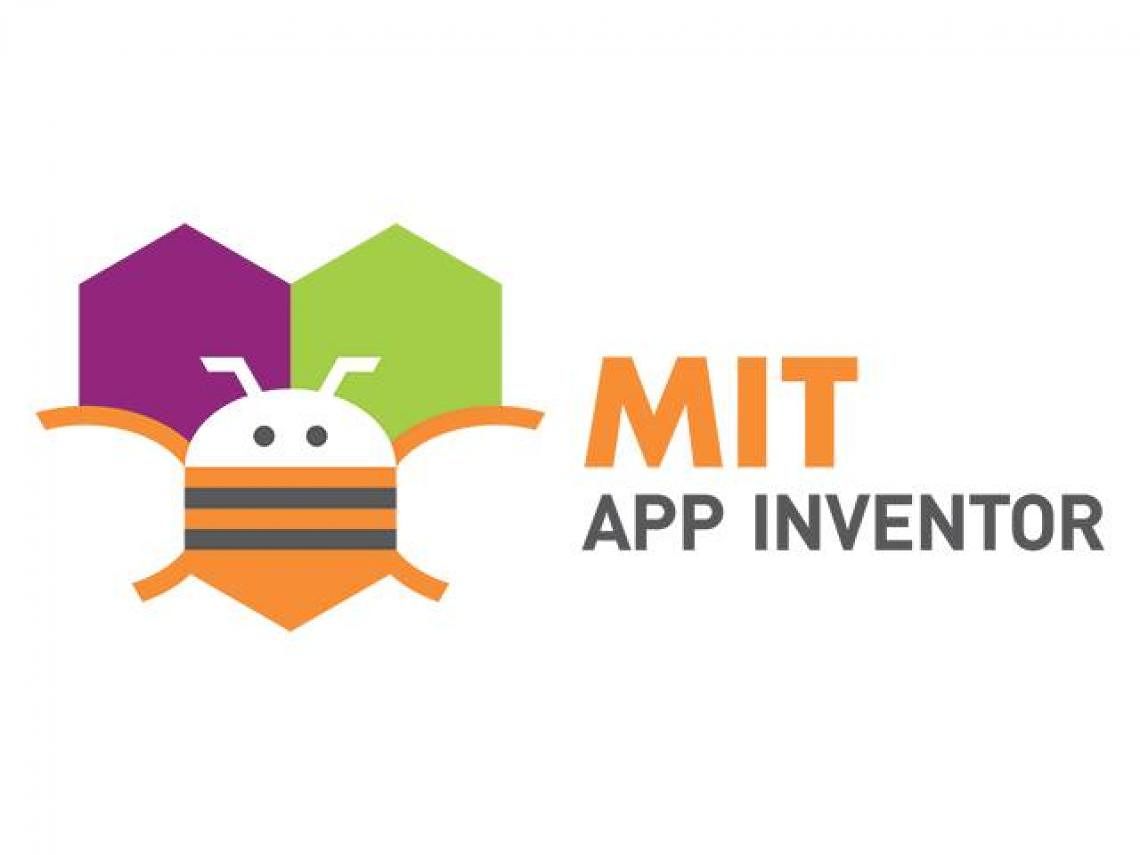 MIT App Inventor logo, a stylized bee and two hexagons