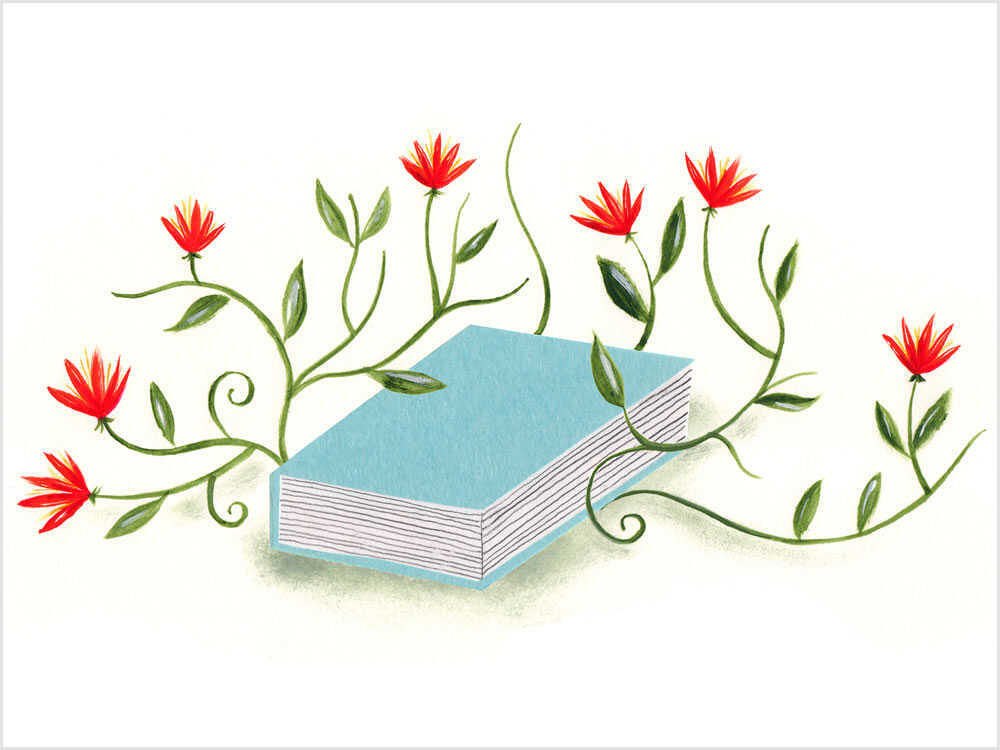 book with vines and flowers