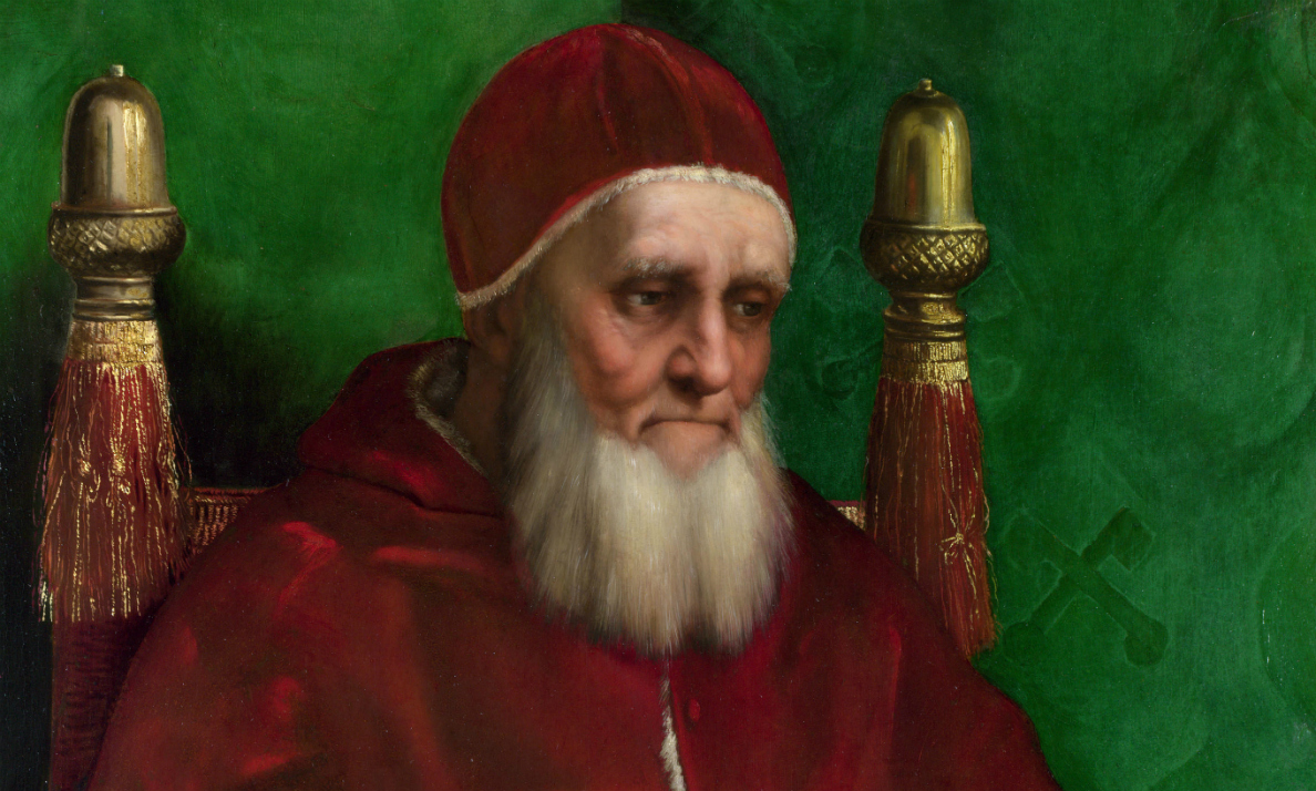 Raphael, Portrait of Pope Julius II, 1511, oil on poplar, 108.7 x 81 cm (National Gallery, London)