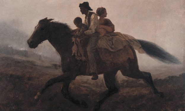 Eastman Johnson, A Ride for Liberty—The Fugitive Slaves, c. 1862, oil on paperboard, 55.8 x 66.4 cm (Brooklyn Museum)