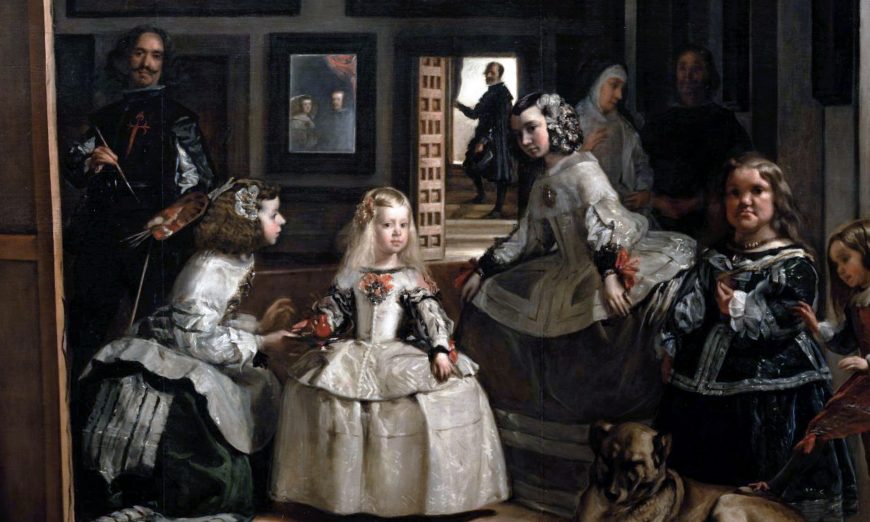 Diego Rodríguez de Silva y Velázquez, Las Meninas, c. 1656, oil on canvas, 125 1/4 x 108 5/8″ / 318 x 276 cm (Museo Nacional Del Prado, Madrid)