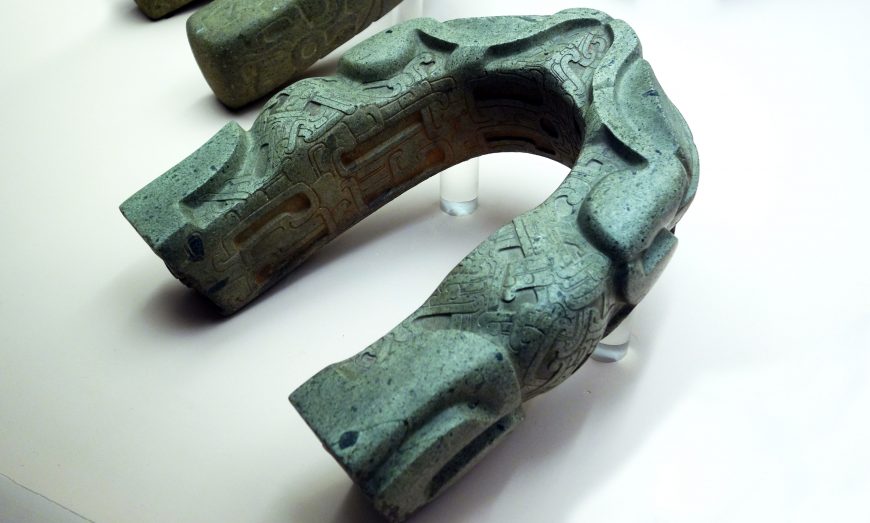 Yoke, c. 1–900 C.E. (Classic Veracruz culture), greenstone, 11.5 x 38 x 41.5 cm (American Museum of Natural History, New York)