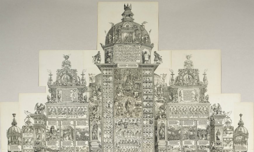 Albrecht Dürer and others, <em>The Triumphal Arch</em>, c. 1515 (Germany), woodcut printed from 192 individual blocks, 357 x 295 cm (© The Trustees of the British Museum, London)