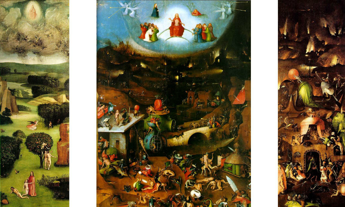 Hieronymus Bosch, Last Judgment Triptych, 1504-08, overall dimensions 163 x 250 cm, central panel 163 x 128 cm, wings 163 x 60 cm (Akademie für bildenden Künste, Vienna)