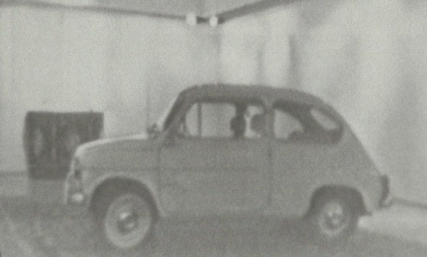 Tom Marioni, <em>My First Car</em>, 1972, De Saisset Gallery, Santa Clara, California (photo from Performance Anthology: Source Book of California Performance Art, eds. Carl E. Loeffler and Darlene Tong)