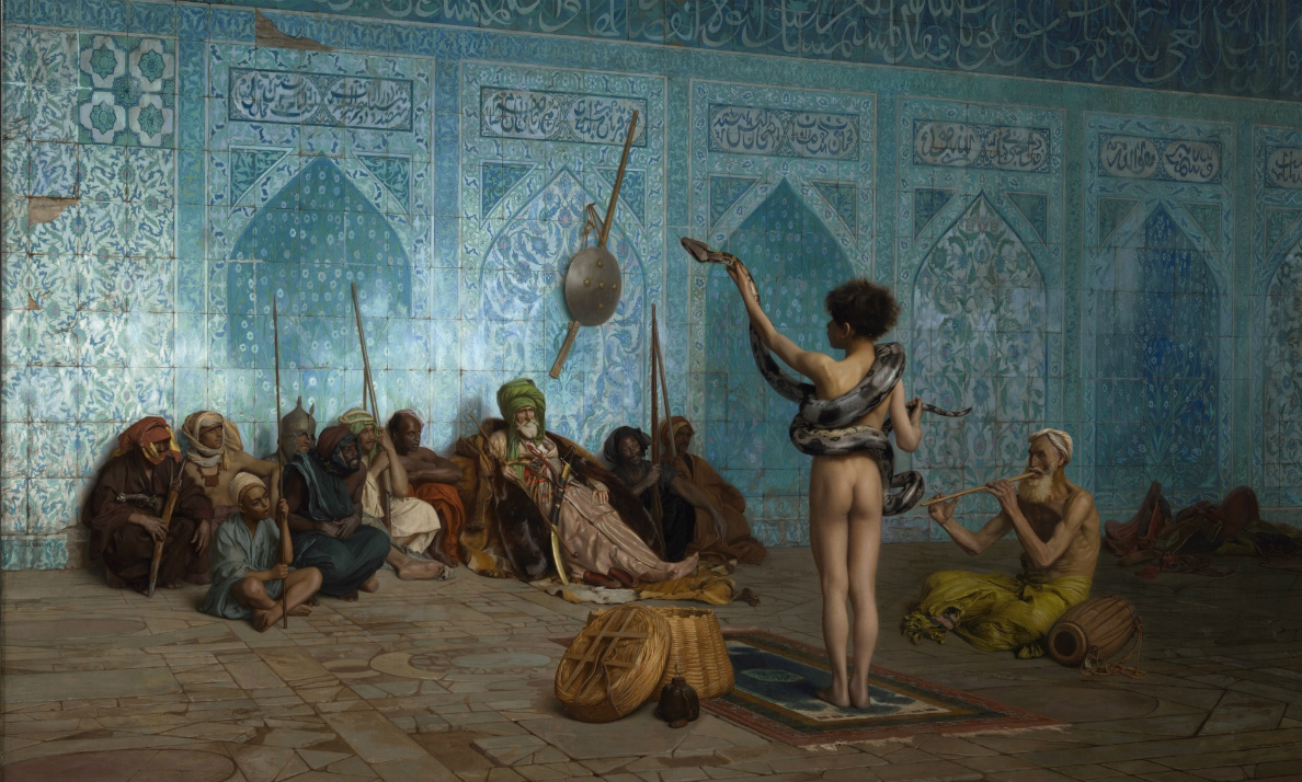 Jean-Léon Gérôme, The Snake Charmer and His Audience - detail