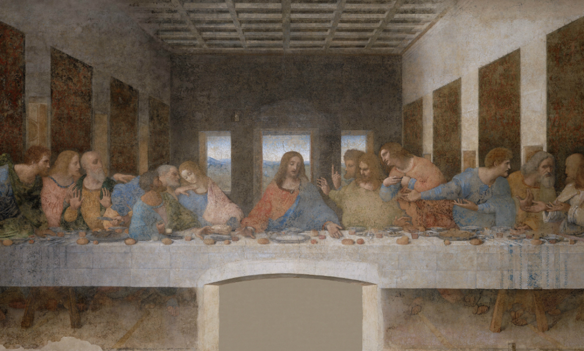 Leonardo da Vinci, Last Supper, oil, tempera, fresco, 1495–98 (Santa Maria delle Grazie, Milan; photo: Steven Zucker, CC BY-NC-SA 2.0)