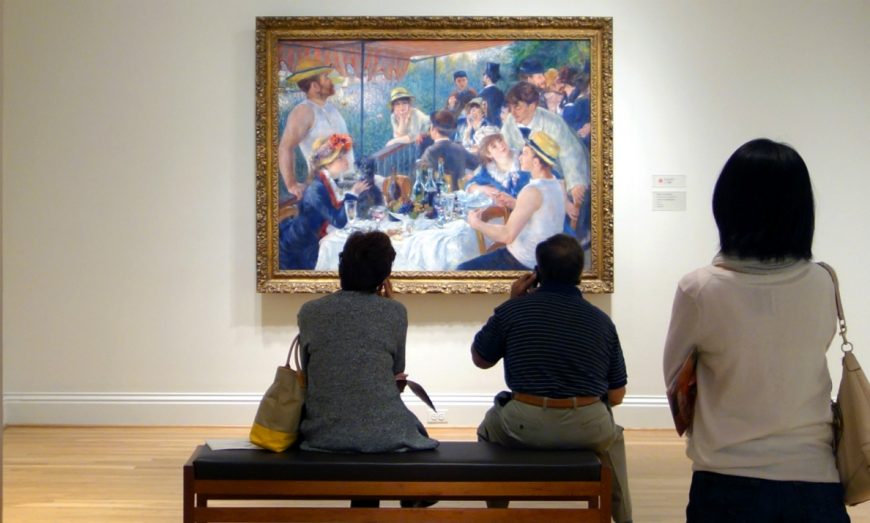 Museum-goers looking at Pierre-Auguste Renoir, <em>Luncheon of the Boating Party</em>, 1880–81, oil on canvas, 51.25 x 69.13 inches (The Phillips Collection; photo: Steven Zucker, CC BY-NC-SA 2.0)