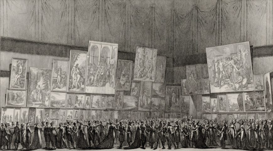 Antoine Maxime Monsaldy, "View of the paintings exhibited at the Museum Centrale des Arts in the Year VIII," 1800, print (Bibliothèque nationale de France)