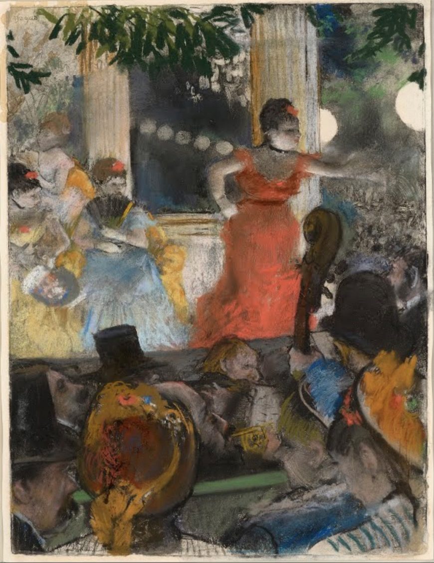 Edgar Degas, Café-Concert at Les Ambassadeurs, pastel on monotype, 37 x 26 cm (Musée des Beaux-Arts de Lyon)