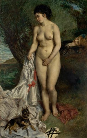 Pierre Auguste Renoir, Bather with a Griffon Dog - Lise on the Bank of the Seine,oil on canvas, 111.5 x 183.5 cm (Museu de Arte de São Paulo)