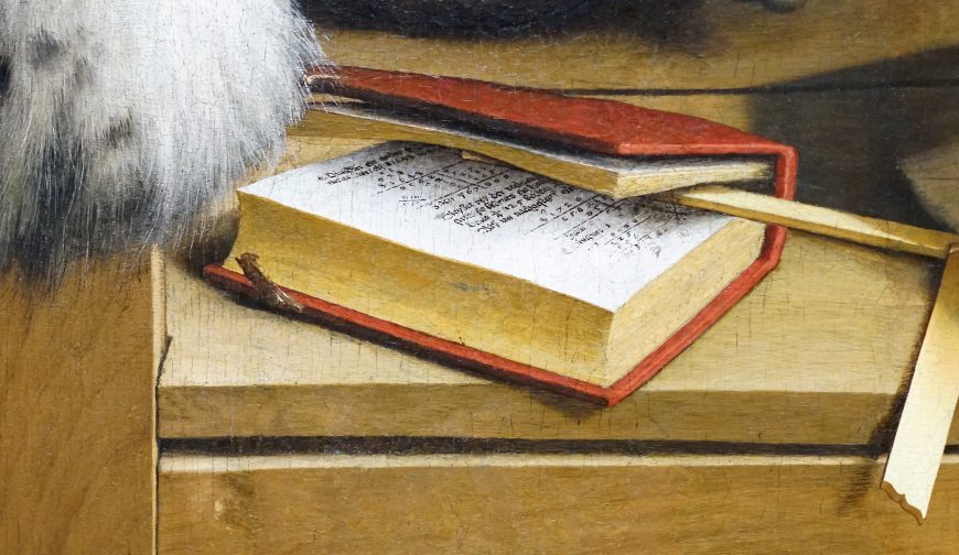 Peter Apian, A New and Well-grounded Instruction in All Merchants’ Arithmetic(detail), Hans Holbein the Younger, The Ambassadors, 1533, oil on oak, 207 x 209.5 cm (The National Gallery, London, photo: Steven Zucker, CC BY-NC-SA 4.0)